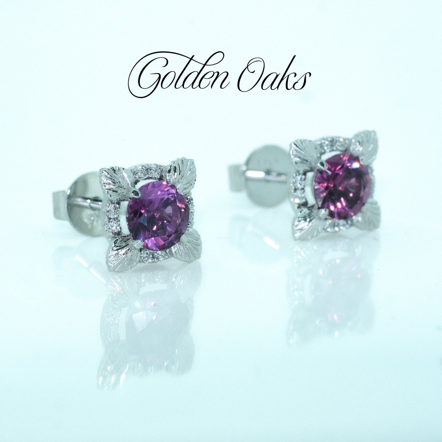 Flora Earrings: Purple Garnets In 14kt White Gold
