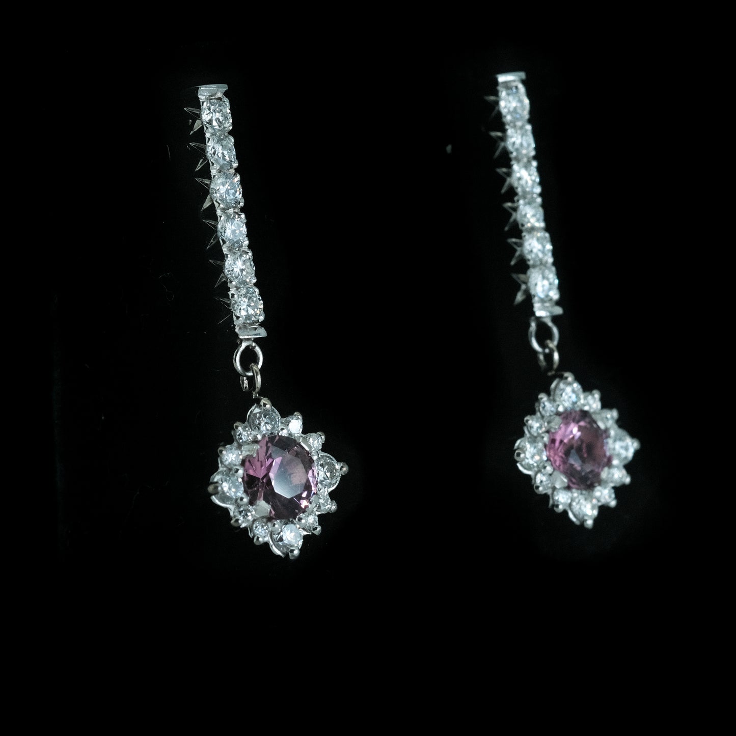 Pink Tourmaline & Diamond Earrings in 14KT Gold