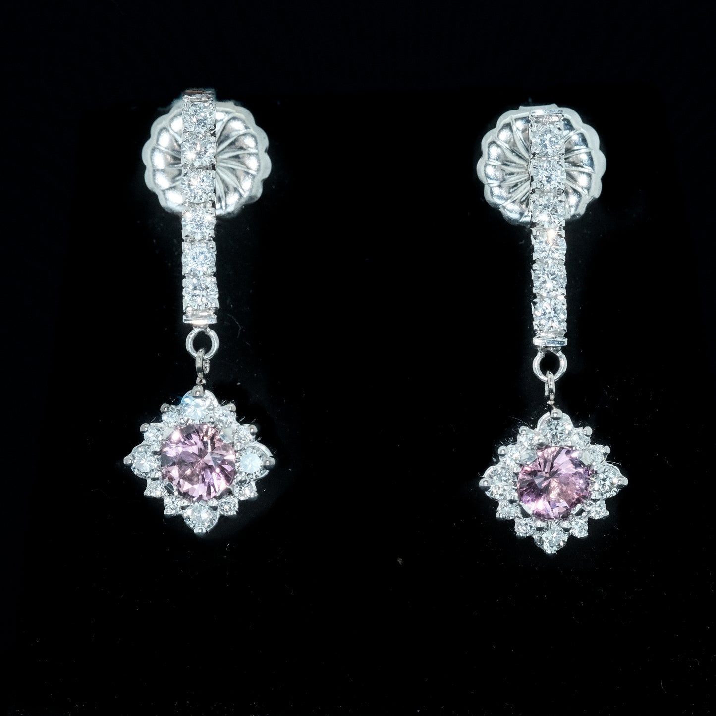 Pink Tourmaline & Diamond Earrings in 14KT Gold