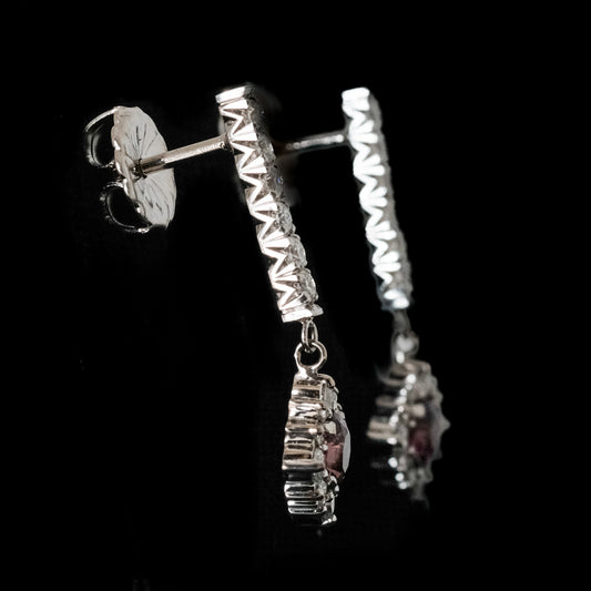 Pink Tourmaline & Diamond Earrings in 14KT Gold