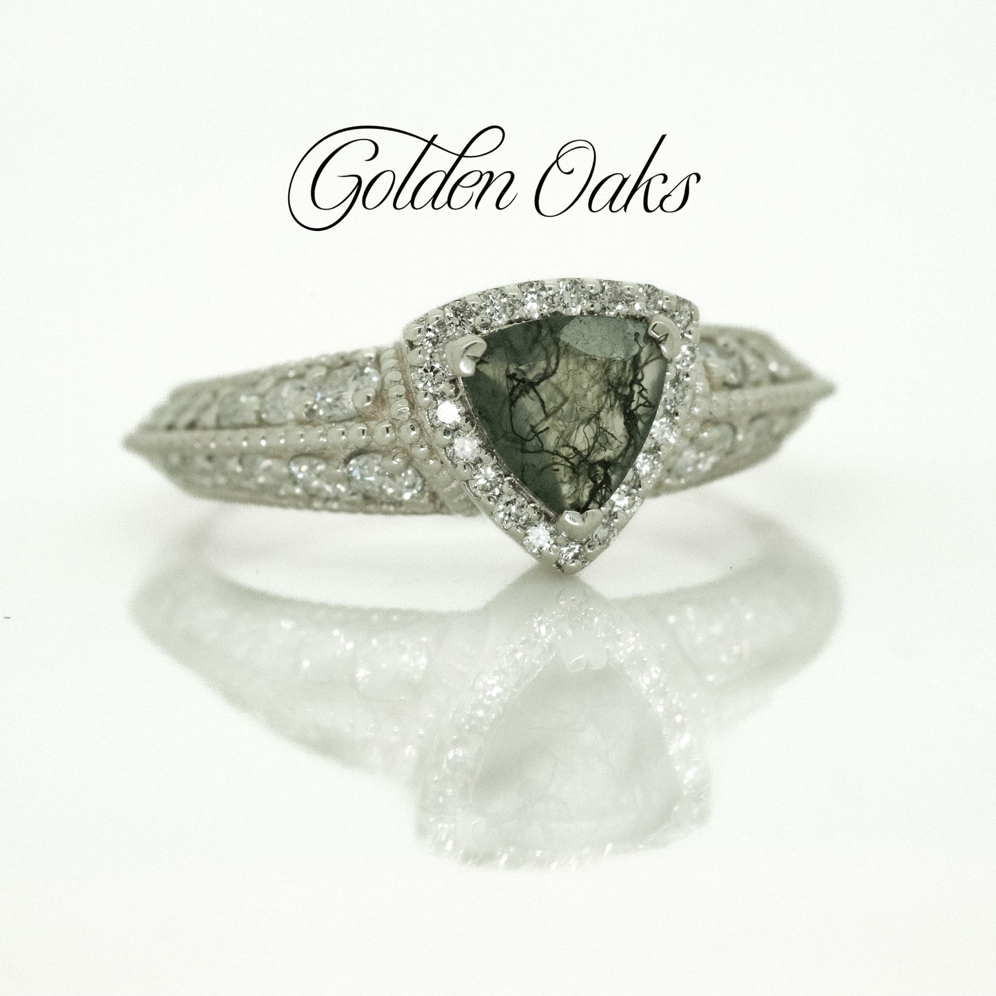 Moss Agate & Diamond Ring