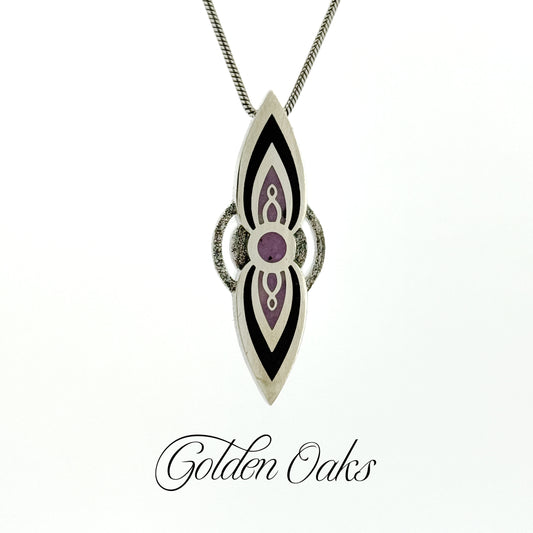 Rinne Pendant: Purple & Black Stone Inlay