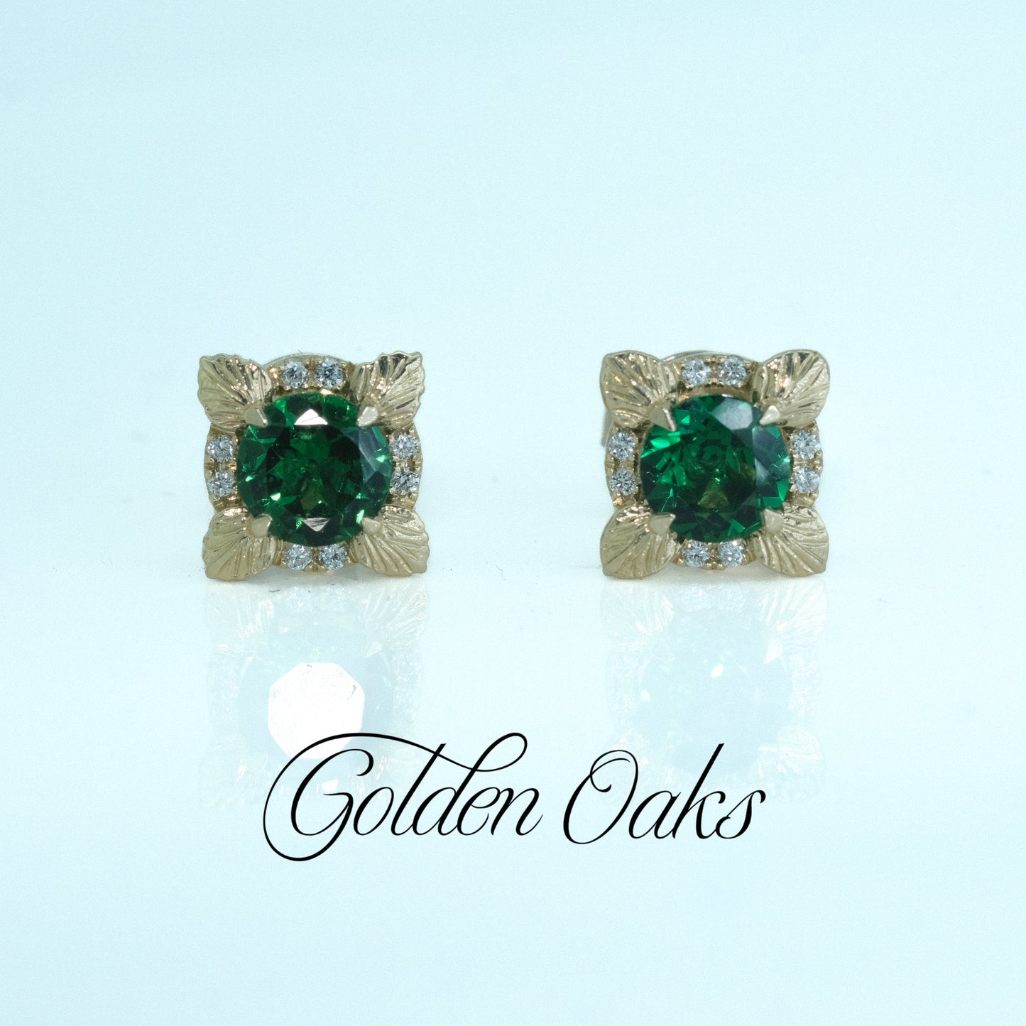 Flora Earrings: Tsavorite Garnets In 18kt Yellow Gold
