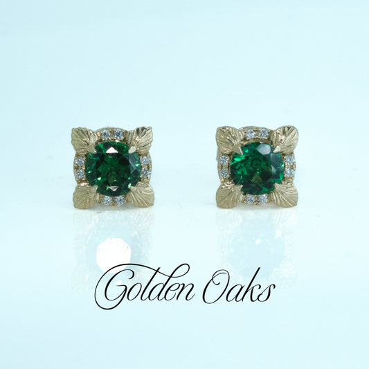 Flora Earrings: Tsavorite Garnets In 18kt Yellow Gold