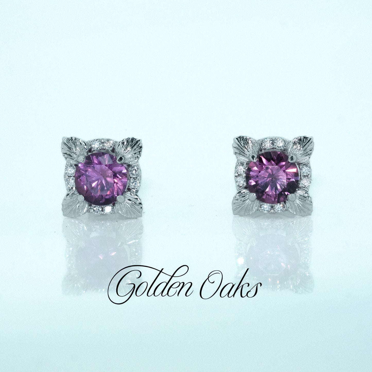 Flora Earrings: Purple Garnets In 14kt White Gold