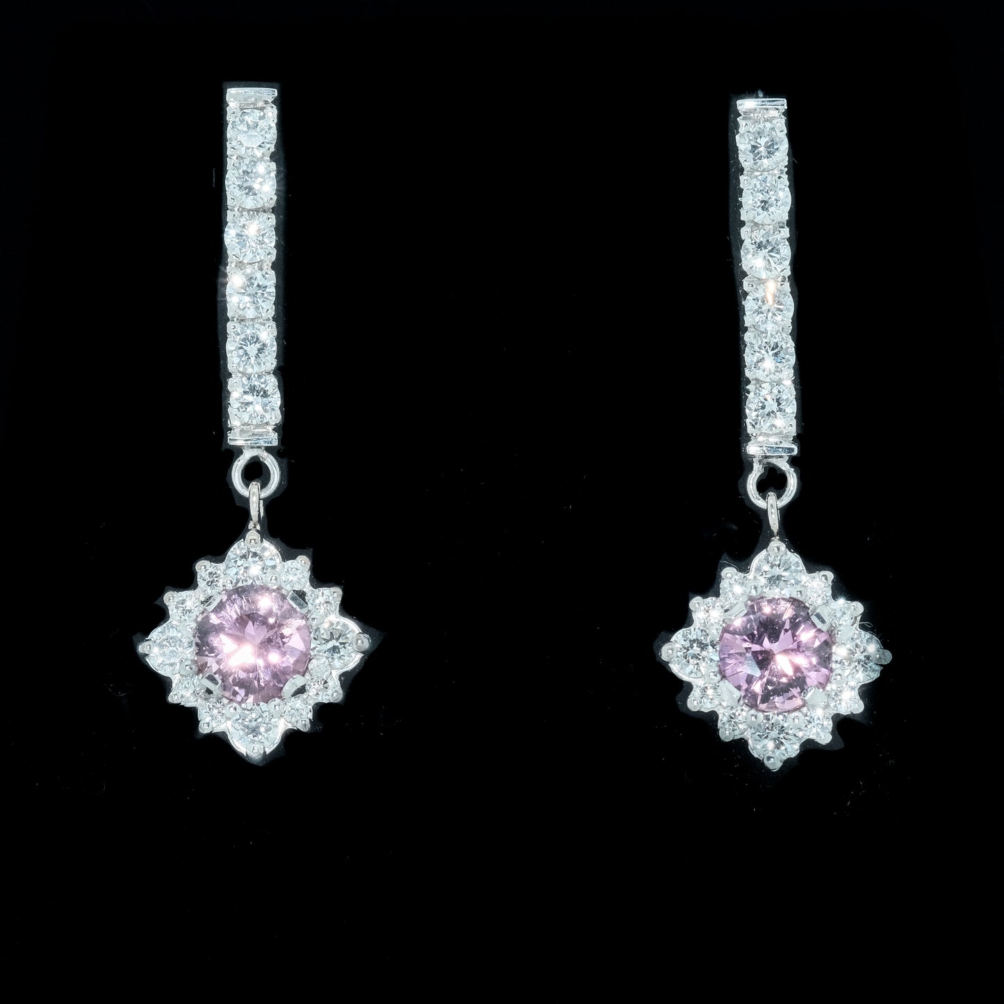 Pink Tourmaline & Diamond Earrings in 14KT Gold