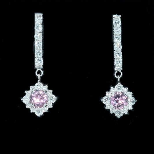 Pink Tourmaline & Diamond Earrings in 14KT Gold