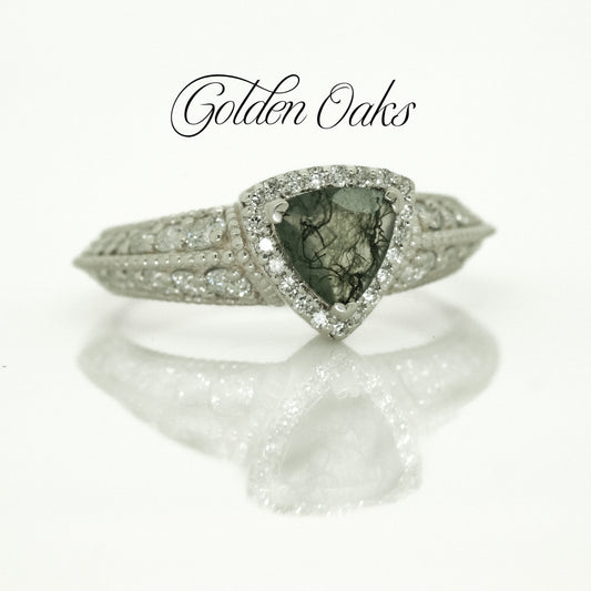 Moss Agate & Diamond Ring