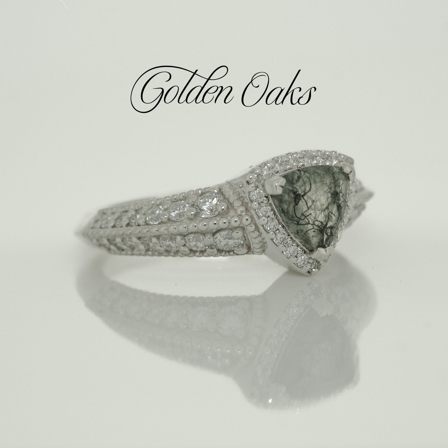 Moss Agate & Diamond Ring