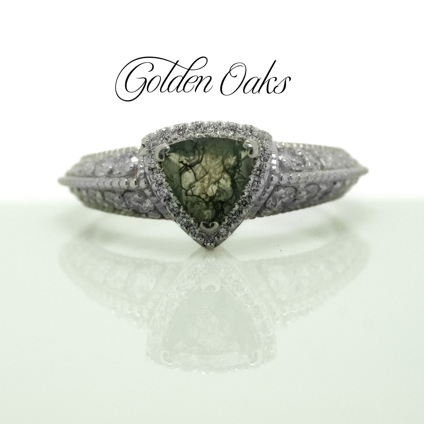 Moss Agate & Diamond Ring