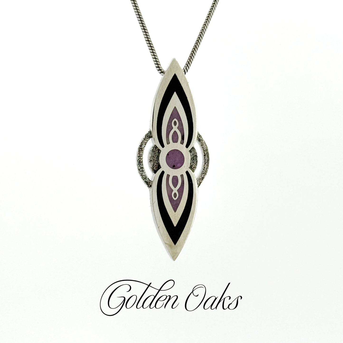 Rinne Pendant: Purple & Black Stone Inlay