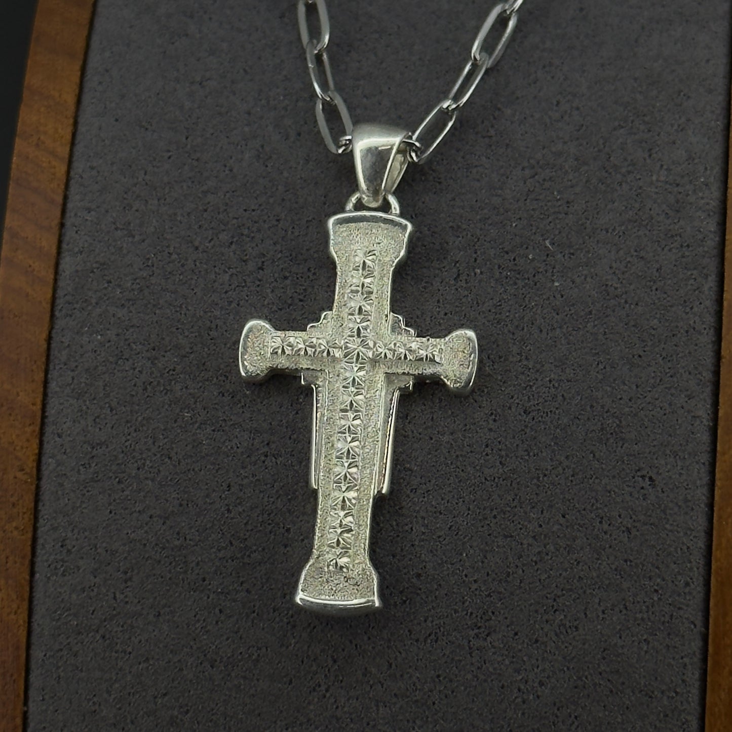 Hand Engraved Cross; Star Pattern