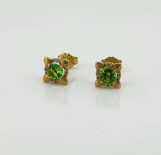 Flora Earrings: Tsavorite Garnet & Natural Diamonds