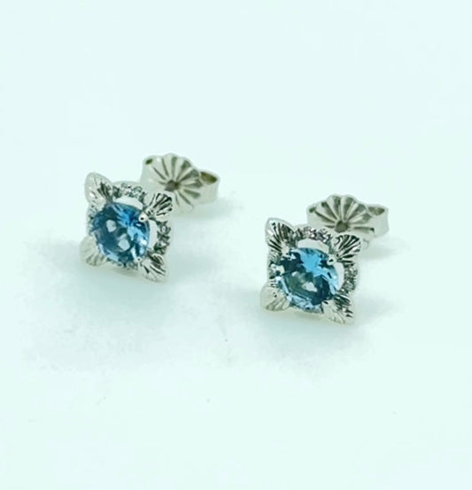 Flora Earrings: Aquamarine & Natural Diamonds
