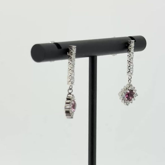 Pink Tourmaline & Diamond Earrings in 14KT Gold