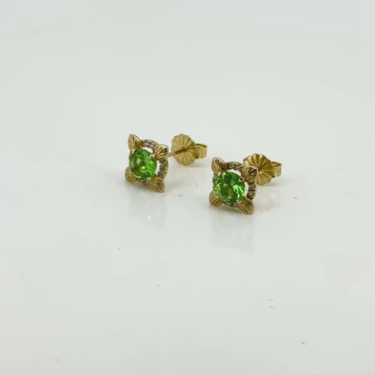 Flora Earrings: Tsavorite Garnet & Natural Diamonds